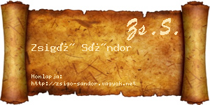 Zsigó Sándor névjegykártya